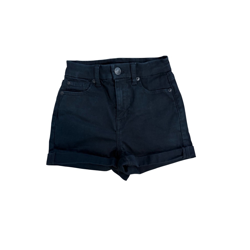 American Eagle Black Next Level Stretch Cuffed Denim Shorts Womens 00 High Rise